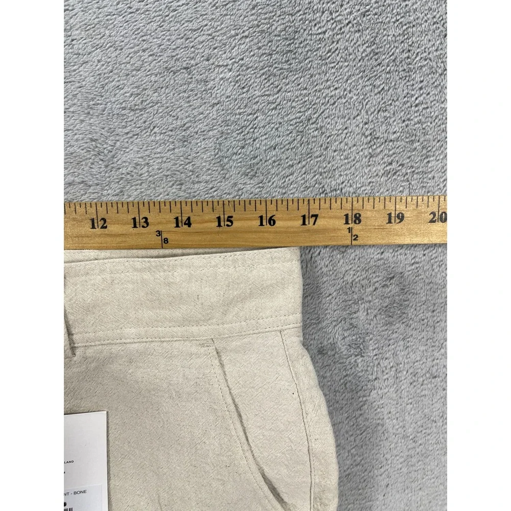 I Love Ugly Slim Kobe Pant Mens Medium Bone Linen Cropped Leg Straight Fit